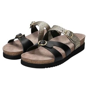 Mephisto Hannel Black/Cuba Gold Comfort Sandal Slide Leather Strappy EUR 39 US 9
